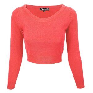 NWT YEMAK Women's Stretch Crop Top Pullover Sweater - Long Sleeve Medium